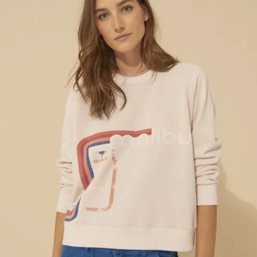 Ba&sh 'LILI' Sweatshirt Pink with Print - Size S - MSRP $159.00 BNIB  -75% OFF